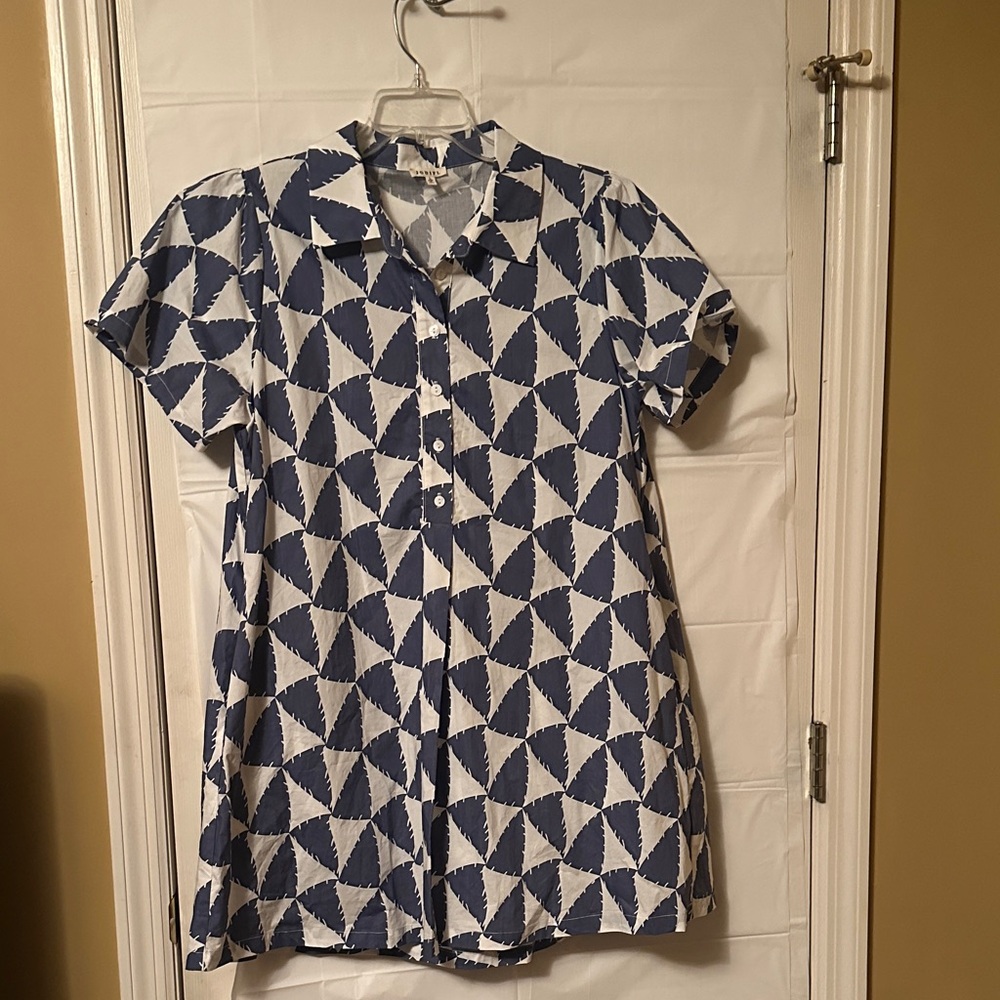 JODIFL Blue and White Patterned Dress